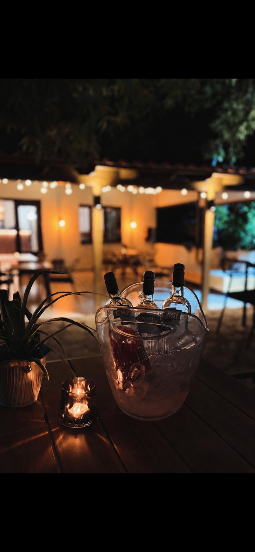 Wine and candles in the evening