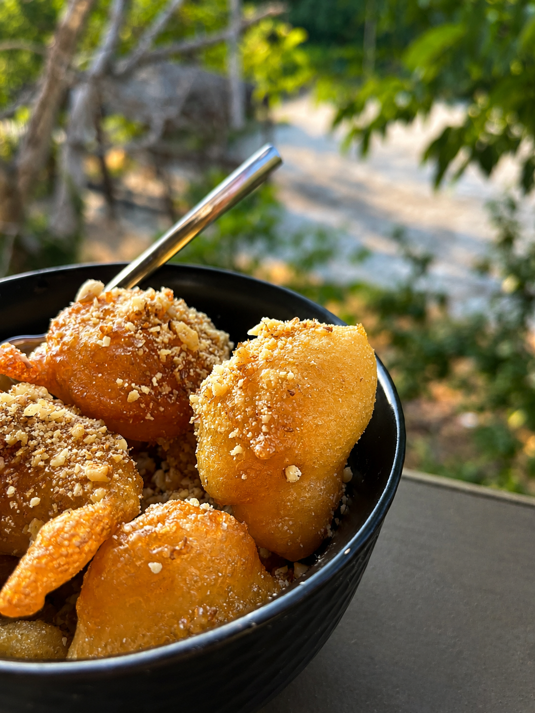 Loukoumades with honey and walnuts